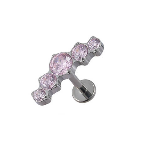 Titanium labret decorative - pink zirconia - TGW-079