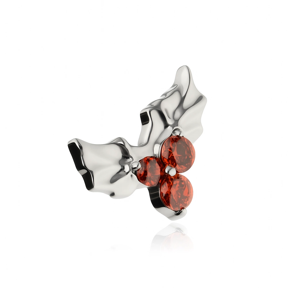 Titanium attachment with white zircons - silver - TNA-104