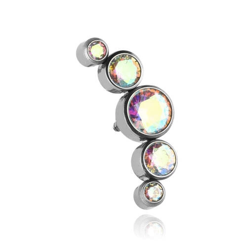 Titanium attachment cluster with iridescent zircons - sterling silver - TNA-033