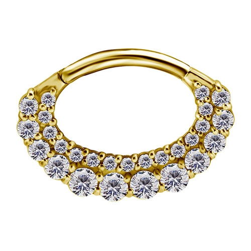 Gold clicker ring with white premium Zirconia - CoCr NF - K-043