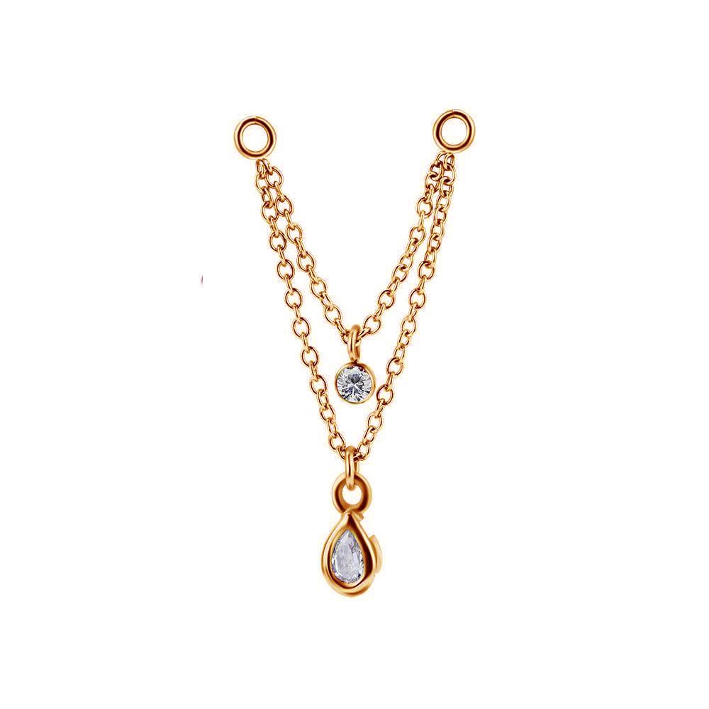 Chain - zirconia - rose gold - D-021