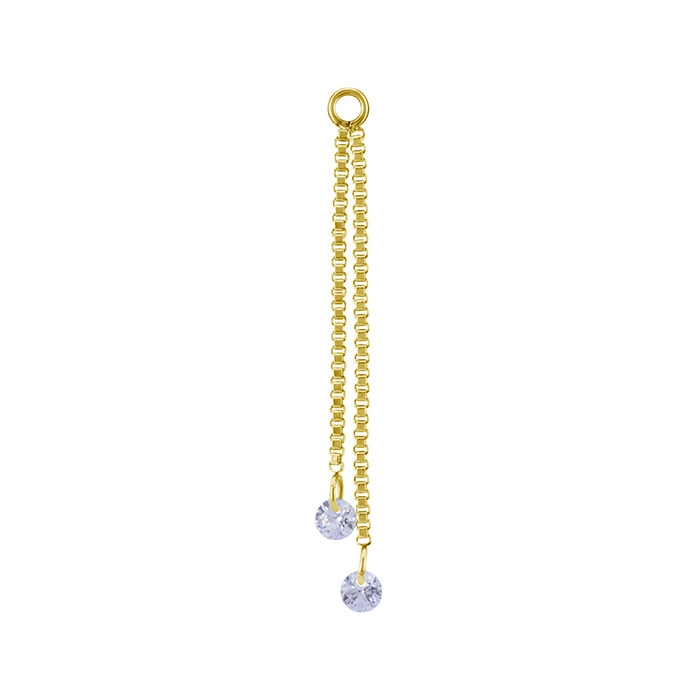 Charms chain with white zircons - gold - D-071