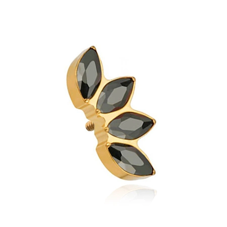 Titanium attachment gold with black zircons - TNA-076