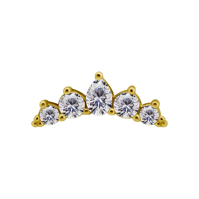 attachment 18K gold ornamental with white zircons - GD18K-043