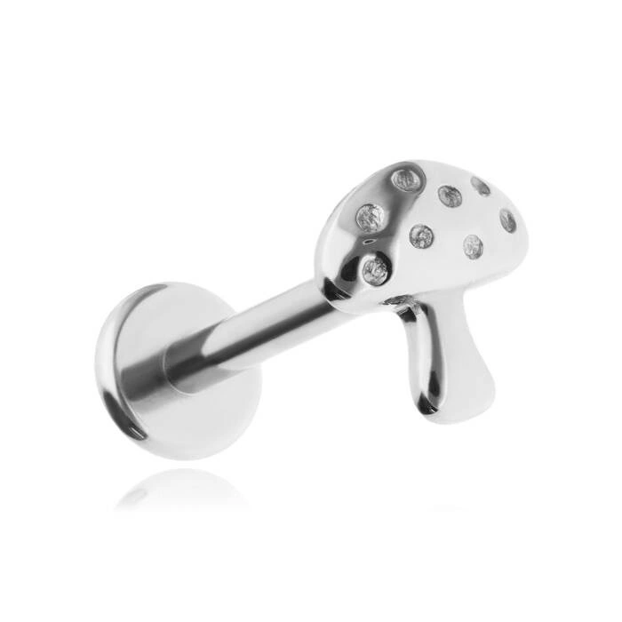 Titanium labret mushroom - silver 