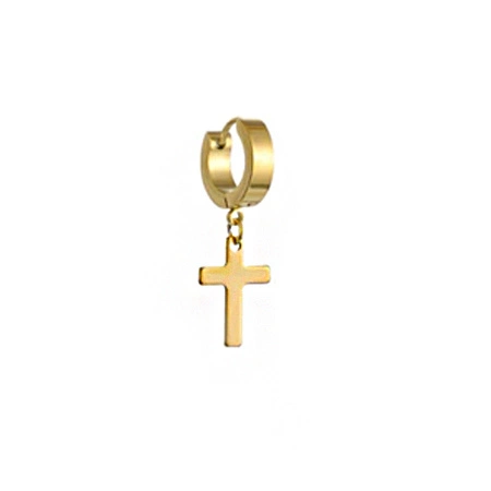 HUGGIE gold cross earring - KH-008