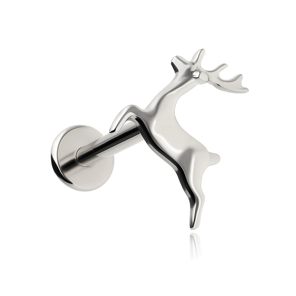 Titanium labret feather - silver