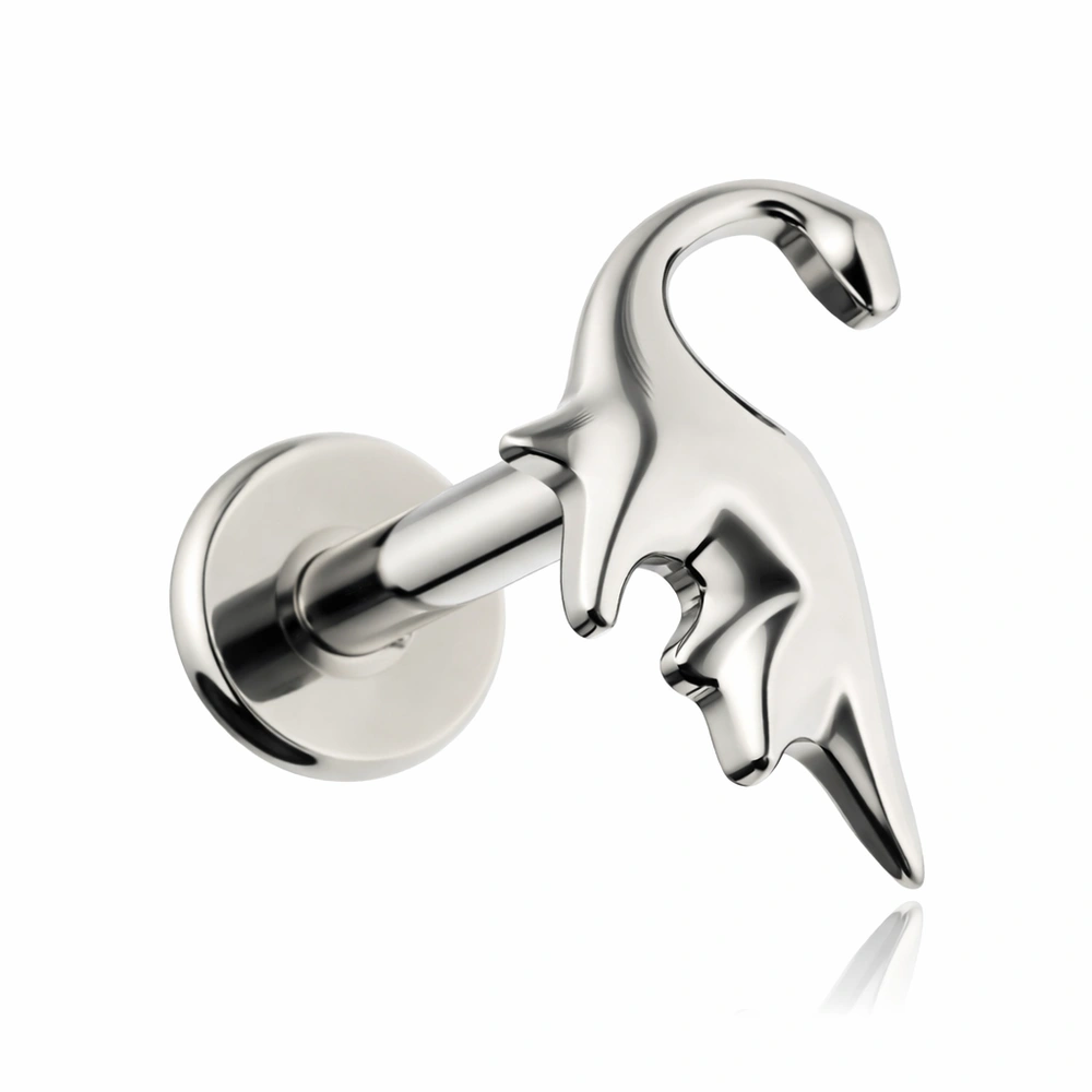 Titanium labret feather - silver