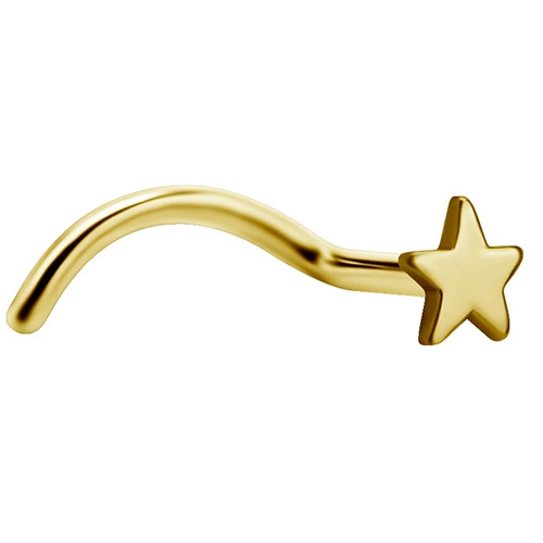 Titanium nose stud - gold star - TN-020