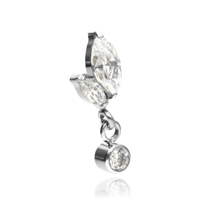 Titanium attachment with white zircons - silver - TNA-028