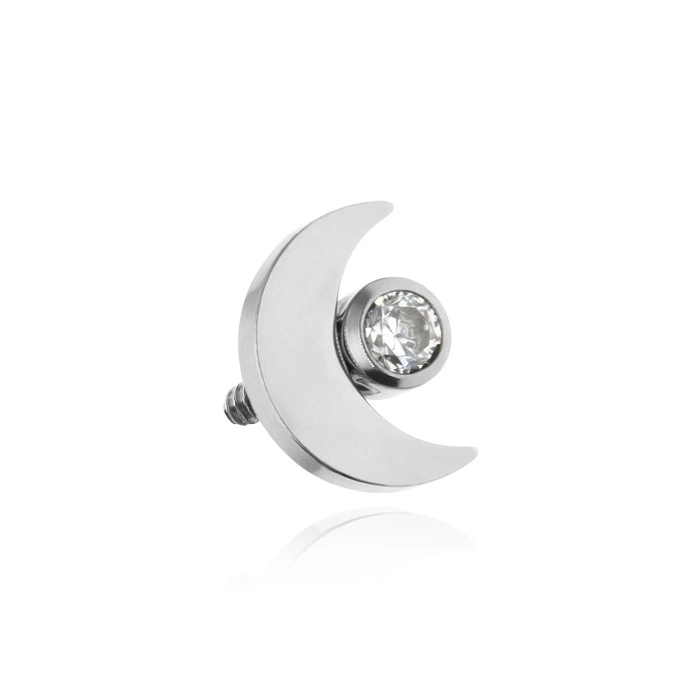 Titanium attachment moon with white zirconia - silver - TNA-201