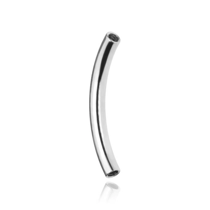 Titanium rod type curved barbell with female thread - silver - TCZ-023