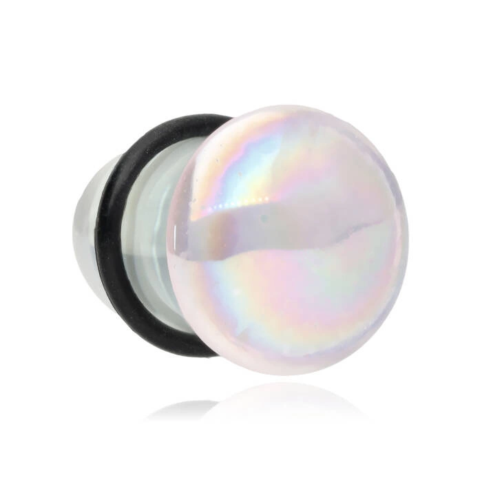 Glass plug with o-ring - pink pearl - PT-028