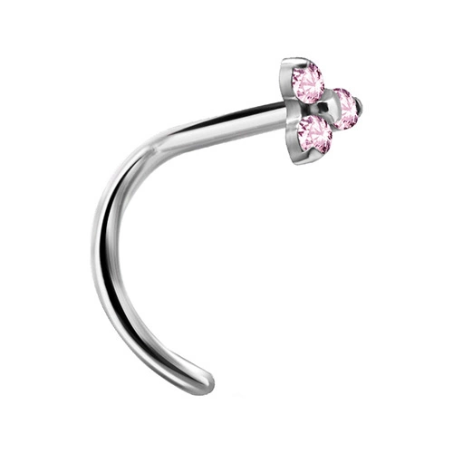 Premium Zirconia titanium nose stud with pink zirconia - TN-017