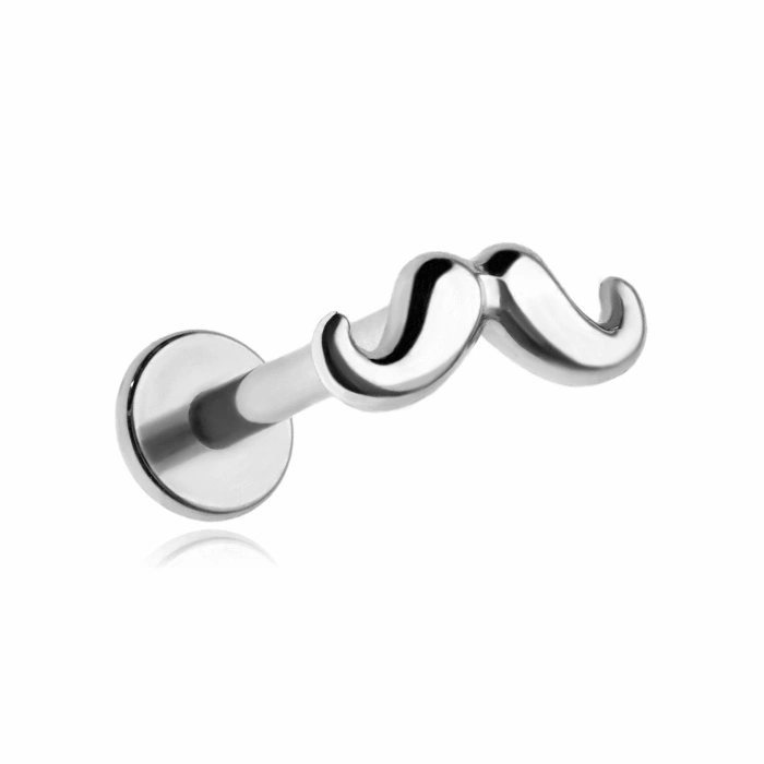 Titanium labret mustache - silver - TGW-175