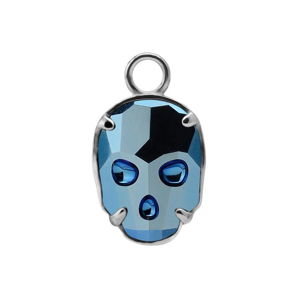 Charms - blue skull - PREMIUM CRYSTAL - silver - D-012