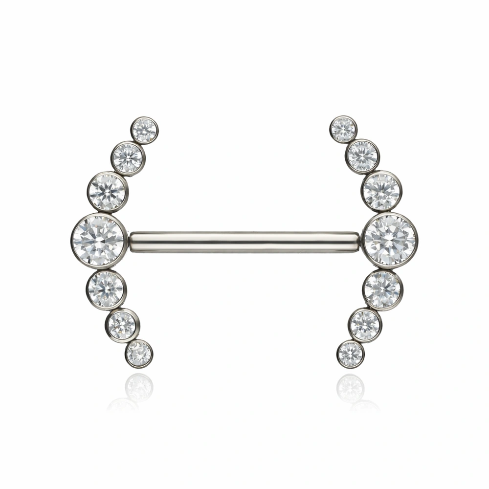 Titanium nipple barbell - zirconia - TI-005
