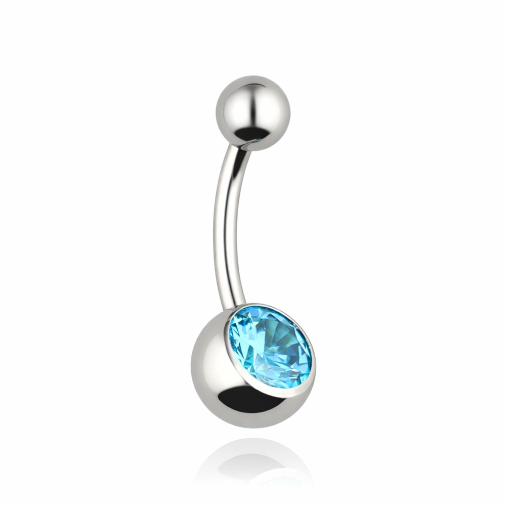 Titanium Belly button ring sea zirconia - TPP-010
