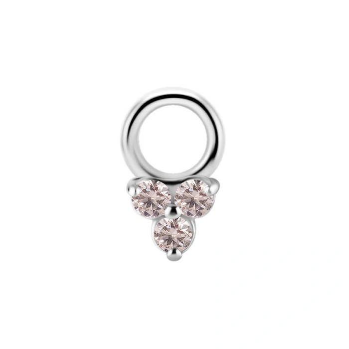 Charms - CoCr NF - triangle with white zircons - sterling silver - D-070