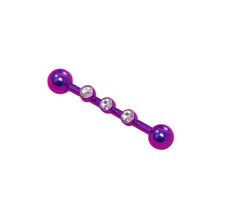 Titanium Barbell - purple Industrial with crystals - TSZ-004