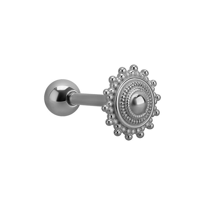 Tongue barbell decorative - silver - KJ-013