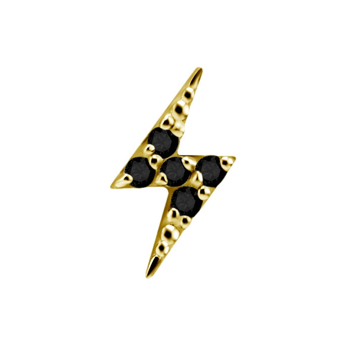 attachment 18K gold lightning bolt with black spinel - left - GD18K-053