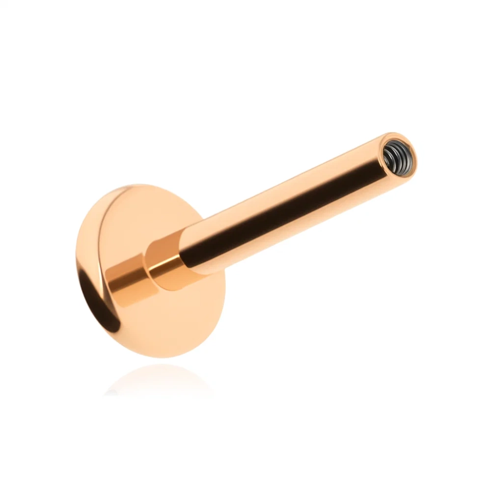 Titanium labret post - female thread - rose gold - TCZ-003