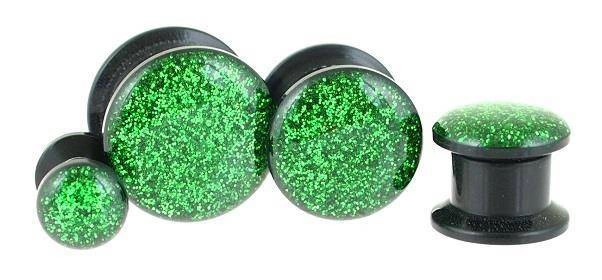 Acrylic  plug - glitter green - PT-009