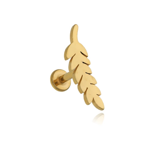 Gold leaf labret earring - right - LGW-039