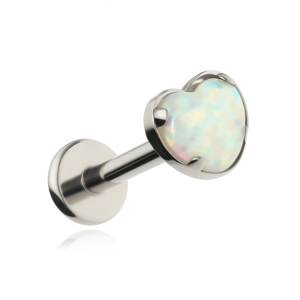 Titanium labret with opal OP18 - silver 