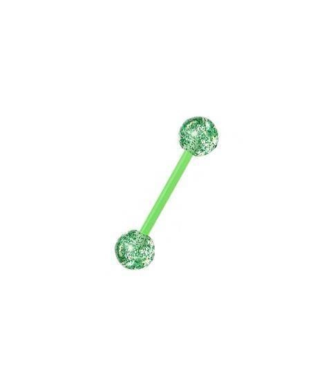 Tongue barbell  glitter green - KJ-066