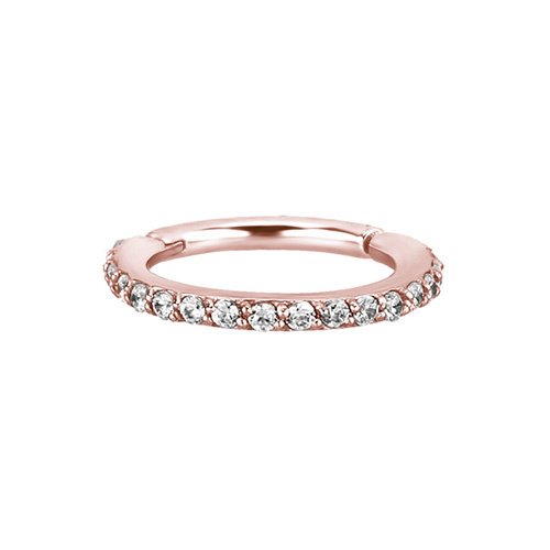 Rose gold and white PREMIUM Zirconia clicker ring - K-013