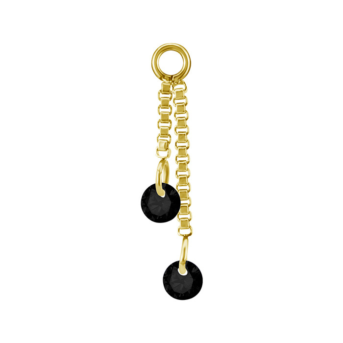 Charms chain with black zircons - gold - D-071