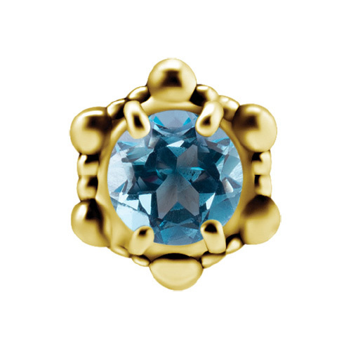 attachment 18K gold ornament with blue topaz - GD18K-021