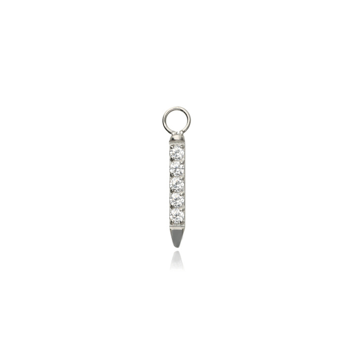 Titanium Charms with white zircons - silver - D-063