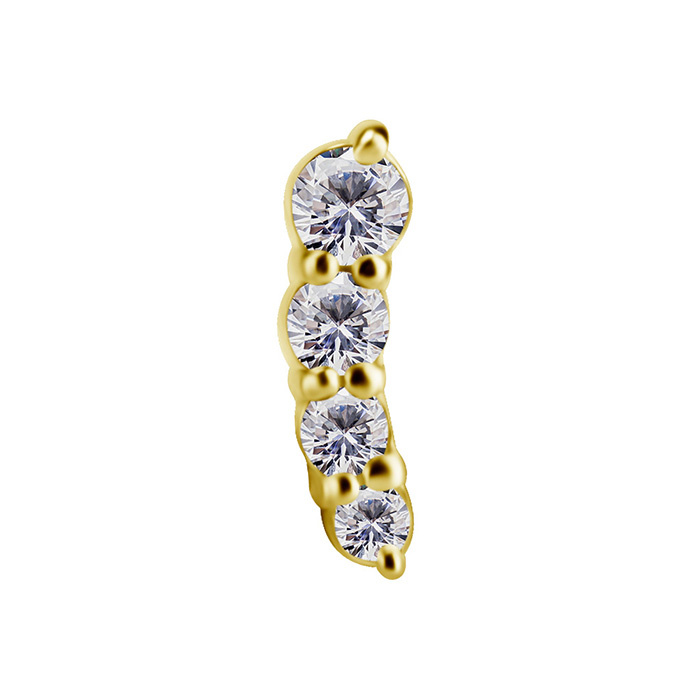 attachment 18K gold ornamental with white zircons - right - GD18K-045