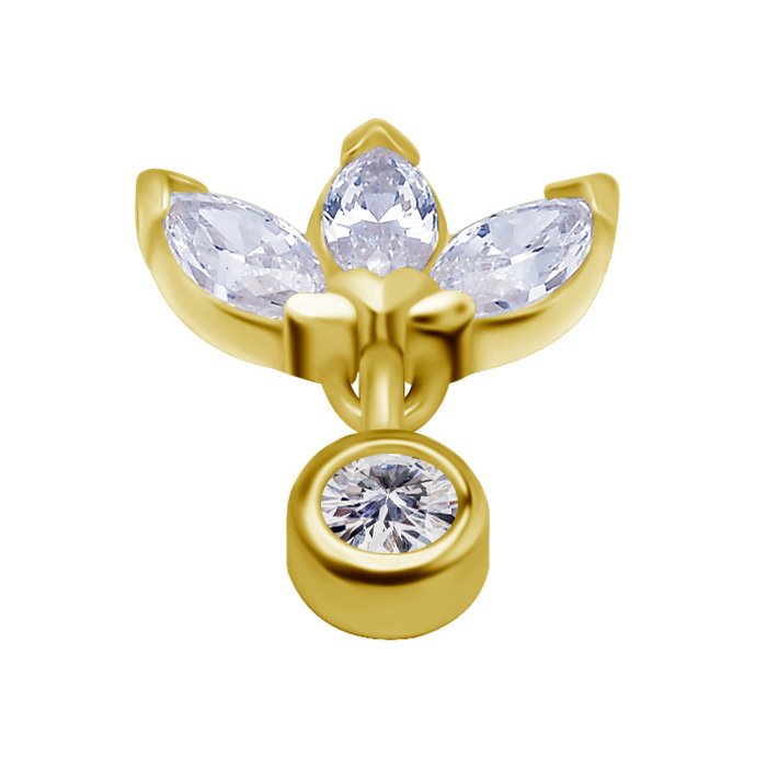 attachment 18K gold ornamental with white zircons - GD18K-042