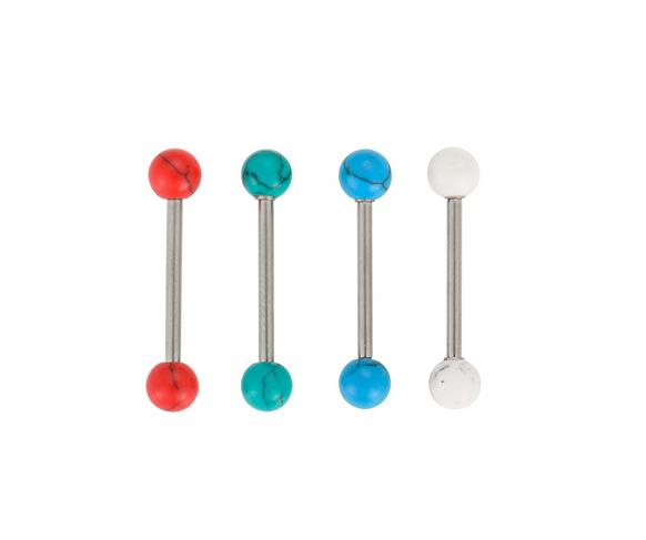 Tongue barbell red stone - KJ-062