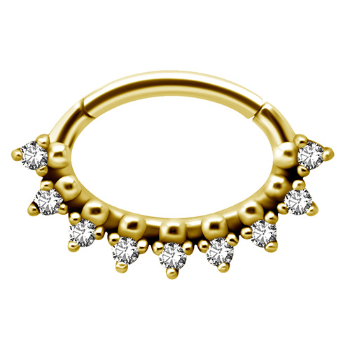 Gold clicker ring with white premium Zirconia - K-047