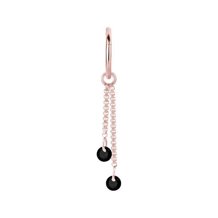 Charms chain with black cubic zirconias - rose gold - D-071