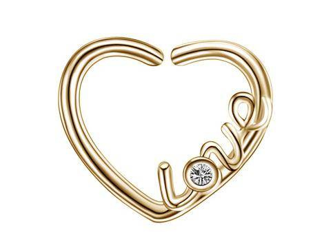 Earring Continuous bifurcated heart Love rose gold - left - CON-018