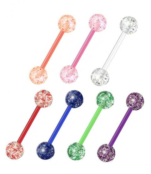 Tongue barbell  glitter blue - KJ-066