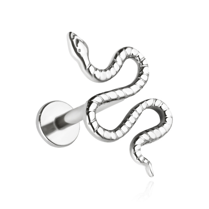 Titanium labret snake - silver - TGW-150