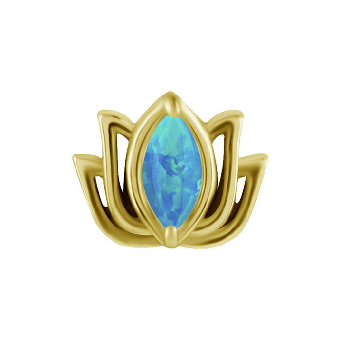 attachment push in - lotus flower with light blue opal - CoCr NF - silver - PI-003