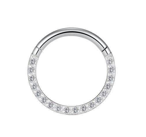 CLICKER silver with white zirconia - K-003