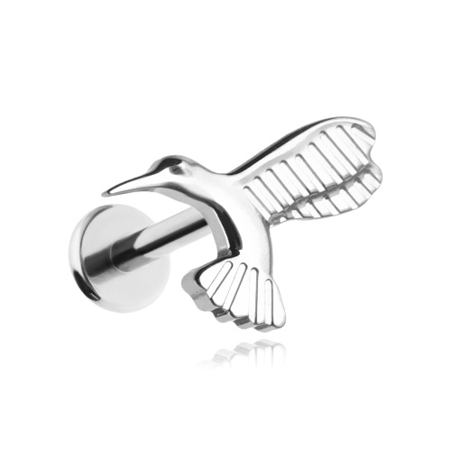 Titanium labret feather - silver