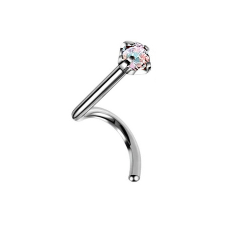 Titanium nose screw with colored zirconia - silver - TN-010