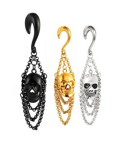 Long skull decorative plug gold - PT-083