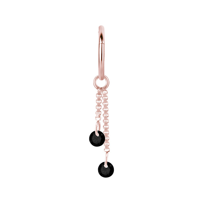 Charms chain with black cubic zirconias - rose gold - D-071