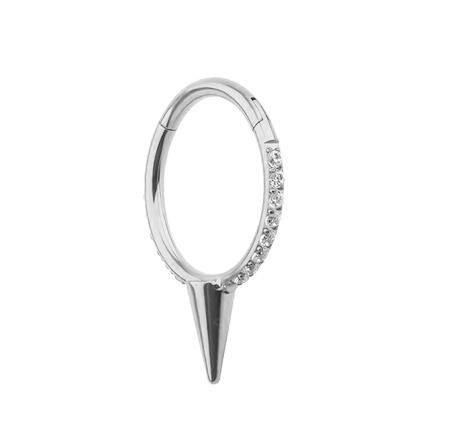 Titanium ring clicker silver stud - TK-063